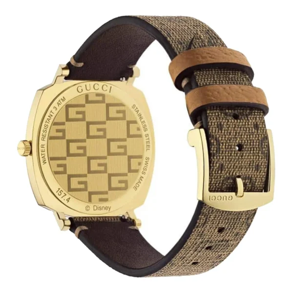 658532923_max_6fa908bd-7aa7-4fbe-a30e-fe66ba3101a6 Gucci Grip Disney Mickey Mouse Gold Dial Brown Leather Strap Watch For Women - YA157420