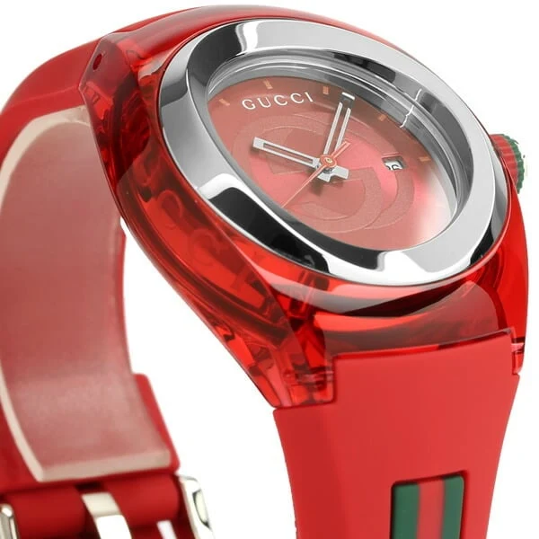 66f33cc4-b6c1-45bc-8b91-37609428b8e8_22079538-fedf-44c5-a0de-ff1d04e613a2 Gucci Sync XXL Quartz Red Dial Red Rubber Strap Unisex Watch - YA137103