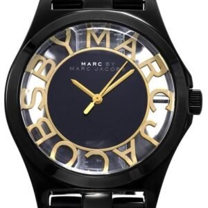 70_1f6e2df5-adf1-46d9-ba75-9602b4899921 Marc Jacobs Henry Transparent Black Dial Black Steel Strap Watch for Women - MBM3255