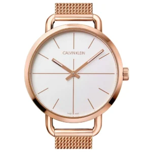 Calvin Klein Even White Dial Rose Gold Mesh Bracelet Watch for Women - K7B23626