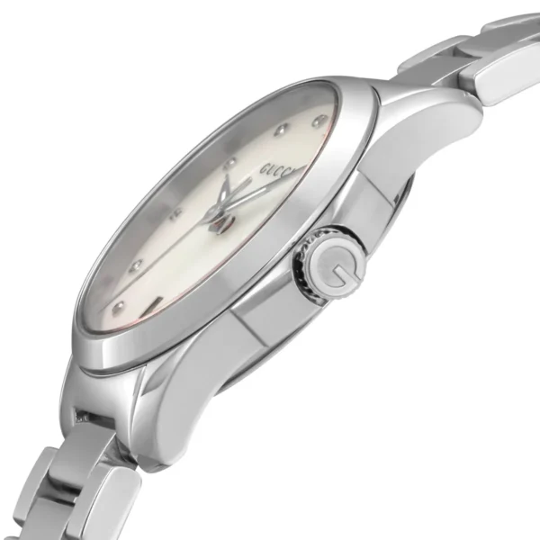 71AGFkzHDqL_d6c0d0c1-df98-4558-898e-cc5140f95299 Gucci G Timeless Diamonds Mother of Pearl Dial Silver Steel Strap Watch For Women - YA126542
