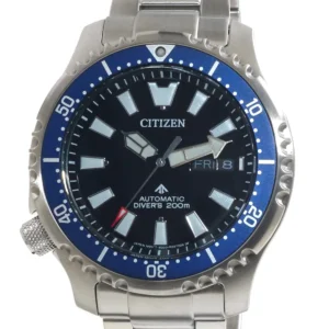 71N4EwG-TfL Citizen Promaster Fugu Limited Edition Diver's 200m Automatic Black Dial Silver Steel Strap Watch For Men - NY0098-84E