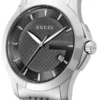 Gucci G Timeless Black Dial Silver Steel Strap Watch For Men - YA126402