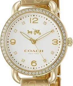 Coach Delancey Diamonds Silver Dial Gold Steel Strap Watch for Women - 14502354