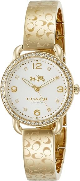 71h58g3gGBL._AC_UY580 Coach Delancey Diamonds Silver Dial Gold Steel Strap Watch for Women - 14502354