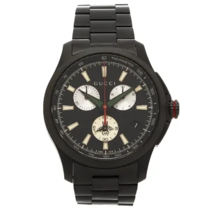 71o7nECUFiL-469274_be0e14c3-8f98-49b8-a392-c5ccf666a383 Gucci G-Timeless Chronograph Black Dial Black Steel Strap Watch For Men - YA126268