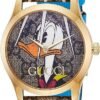 71rgyXFj5RL._AC_UY580 Gucci G Timeless Disney Donald Duck Brown Dial Brown Leather Strap Watch For Women - YA1264167