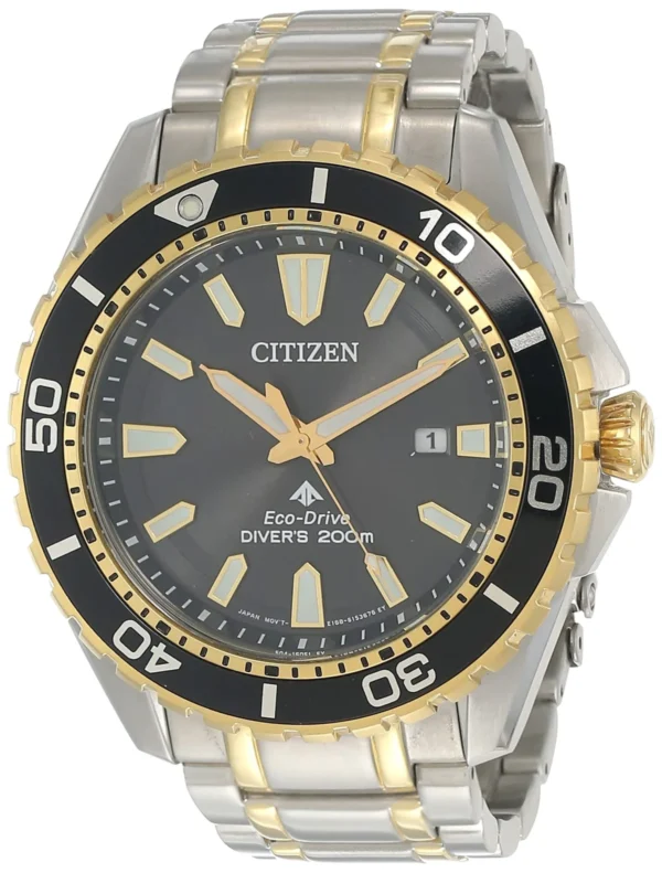 71sVi4_SnqL-143171 Citizen Eco Drive Promaster Diver Black Dial Two Tone Steel Strap Watch For Men - BN0194-57E