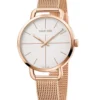 71yFFaOIJfL Calvin Klein Even White Dial Rose Gold Mesh Bracelet Watch for Women - K7B23626