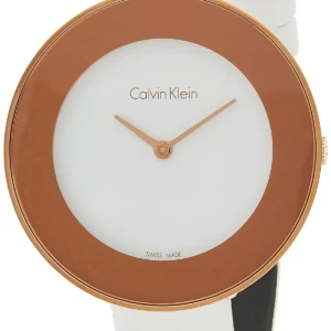 71ySPssoSRL_6b61e8d4-7c2c-43f3-8cf2-80513e05f2bb Calvin Klein Chic White Dial White Leather Strap Watch for Women - K7N236K2