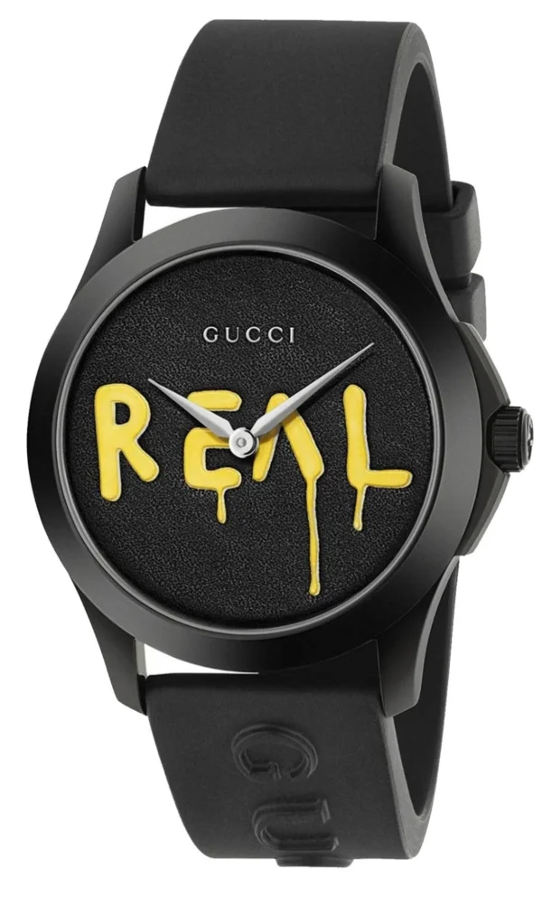 765dc5de-9bb2-45eb-a86a-43a26217a99e Gucci G Timeless Ghost Black Dial Black Rubber Strap Unisex Watch - YA1264017