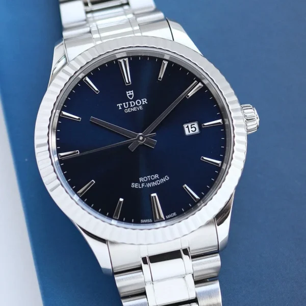 7750--img-5129-1 Tudor Style Automatic Blue Dial Silver Steel Strap Watch for Men - M12710-0013