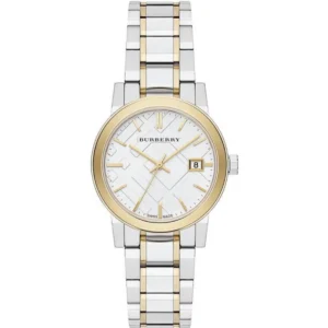 7a19a9ee53915e36d757eb7603c9cc0b-605319 Burberry The City White Dial Two Tone Steel Strap Watch for Women - BU9115