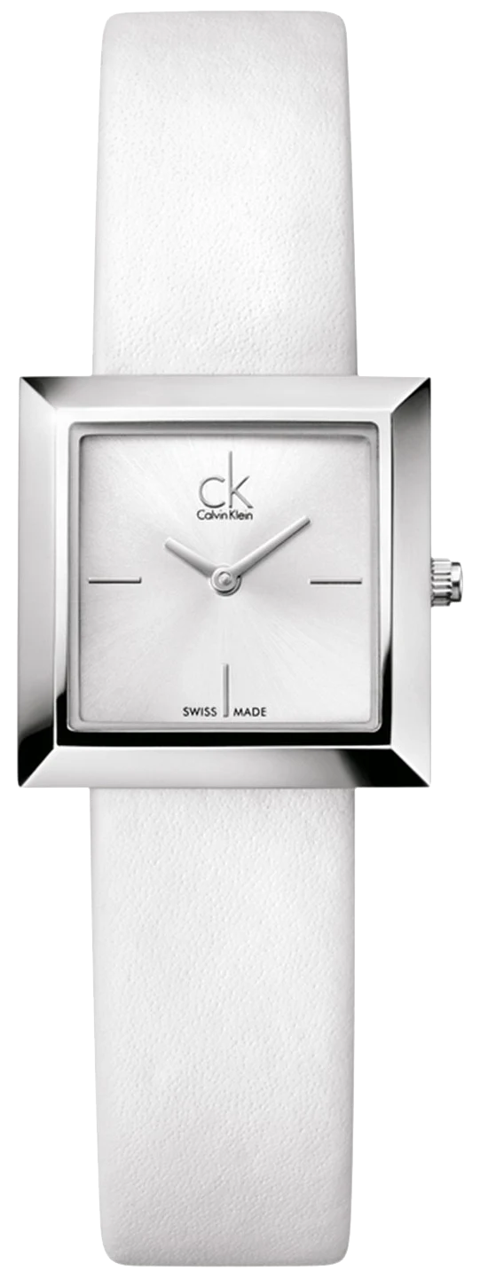 800x_07b1f60a-dba1-480e-b061-36565273b75c Calvin Klein Mark Silver Dial White Leather Strap Watch for Women - K3R231L6