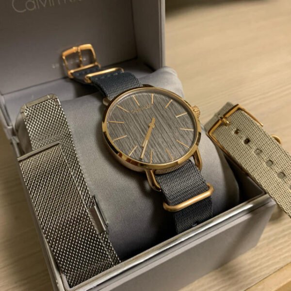806806258 Calvin Klein Even Grey Dial Grey NATO Strap Watch for Men - K7B216P3