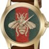 Gucci G Timeless Quartz Green & Red Dial Brown Leather Strap Watch For Men - YA126451