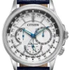 817yWrF9nqL Citizen Eco Drive Calendrier White Dial Blue Leather Strap Watch For Men - BU2020-11A