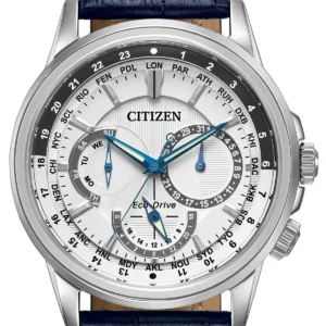 817yWrF9nqL Citizen Eco Drive Calendrier White Dial Blue Leather Strap Watch For Men - BU2020-11A