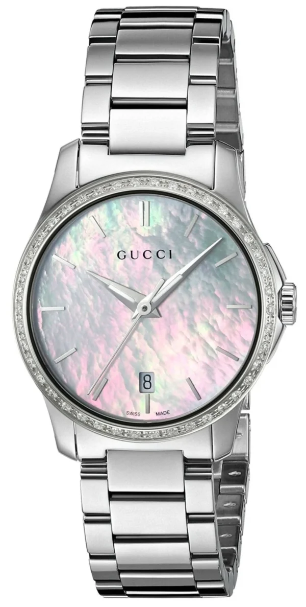 818sVEeNyuL-551183_b7d416e4-0695-4836-99c1-28aa3350e3b1 Gucci G Timeless Mother of Pearl Dial Silver Steel Strap Watch For Women - YA126543