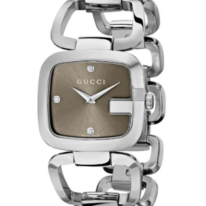Gucci G Gucci Brown Dial Silver Steel Strap Watch For Women - YA125401