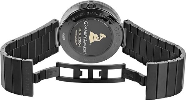 81LvSfQcacL._AC_UY350_7c20ae8a-1286-43f7-8c25-15175a58ce41 Gucci Interlocking Grammy XL Gold Dial Black Steel Strap Watch for Men - YA133209