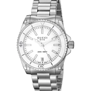 81PpB1VbZxL-232035 Gucci Dive Quartz White Dial Stainless Steel Unisex Watch - YA136402