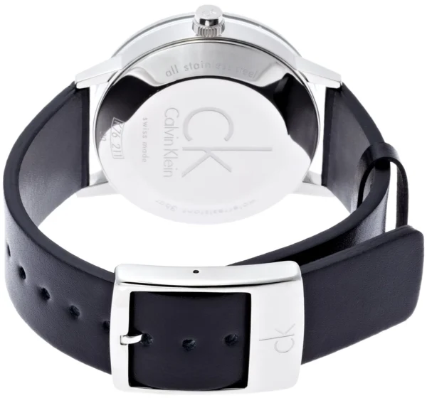 81QLszA_zmL_fb0d6aaf-7c19-4101-8ff1-3a6db1620cf5 Calvin Klein Minimal Black Dial Black Leather Strap Watch for Men - K7621107