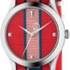 Gucci G Timeless Quartz Red Dial Two Tone NATO Strap Watch For Men - YA1264070