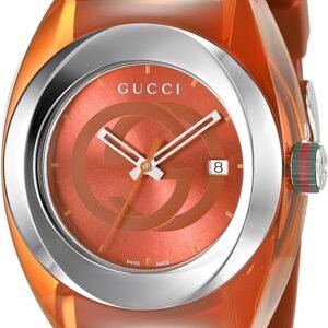 81hfr1t8uRL._AC_UY900_0b4ddde2-01eb-4664-81b9-0b43c7a10337 Gucci Sync XXL Quartz Orange Dial Orange Rubber Strap Unisex Watch - YA137108
