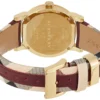 Burberry Heritage Nova Gold Dial Haymarket Red Leather Strap Watch for Women - BU9111