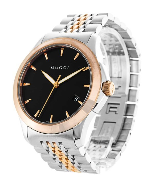 86336628222528 Gucci G Timeless Black Dial Two Tone Steel Strap Watch For Men - YA126410