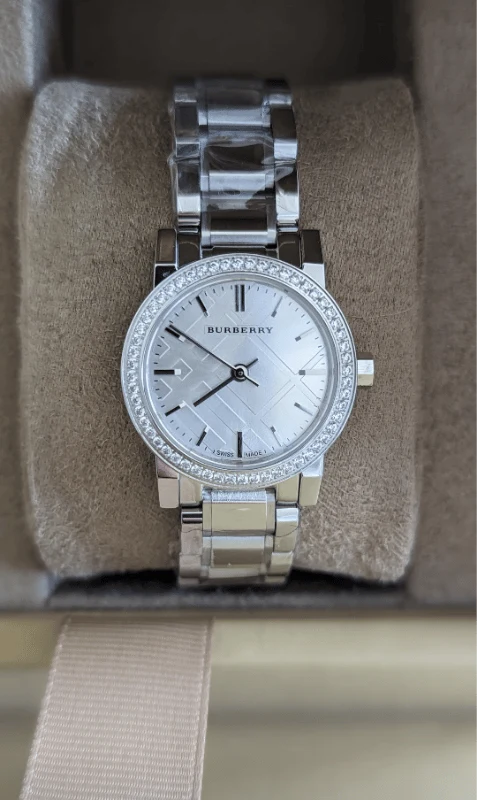 Burberry The City Diamonds Silver Dial Silver Steel Strap Watch for Women - BU9220