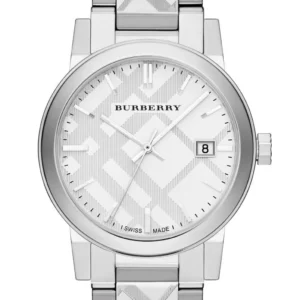 89adceba-1250-4d55-a2ba-ce09e9e0a77d_adfc042f-edf0-4460-841d-cca8fa201178 Burberry The City White Dial Silver Steel Strap Watch for Women - BU9144
