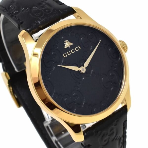 8yya1264034a_2 Gucci G Timeless Quartz Black Dial Black Leather Strap Watch For Women - YA1264034A
