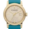 Burberry Heritage Gold Dial Blue Leather Strap Watch for Women - BU9112