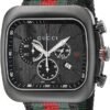91dyFEr6pqL._AC_UY900 Gucci Coupe Chronograph Quartz Black Two Tone NATO Strap Watch For Men - YA131202