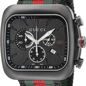 91dyFEr6pqL._AC_UY900 Gucci Coupe Chronograph Quartz Black Two Tone NATO Strap Watch For Men - YA131202