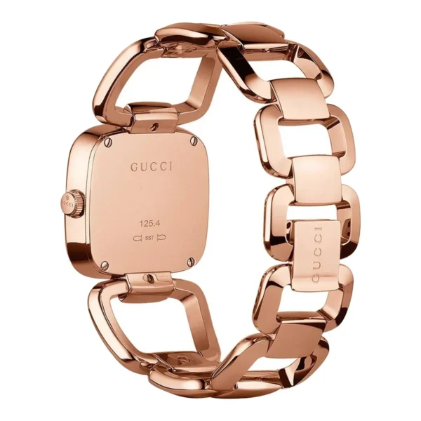 93607691-1341-40af-956c-b49068ab5ea3_888ac541-719c-4c9e-bc0f-ebc1c27c9da1 Gucci G Ladies Diamonds Black Dial Rose Gold Steel Strap Watch For Women - YA125512