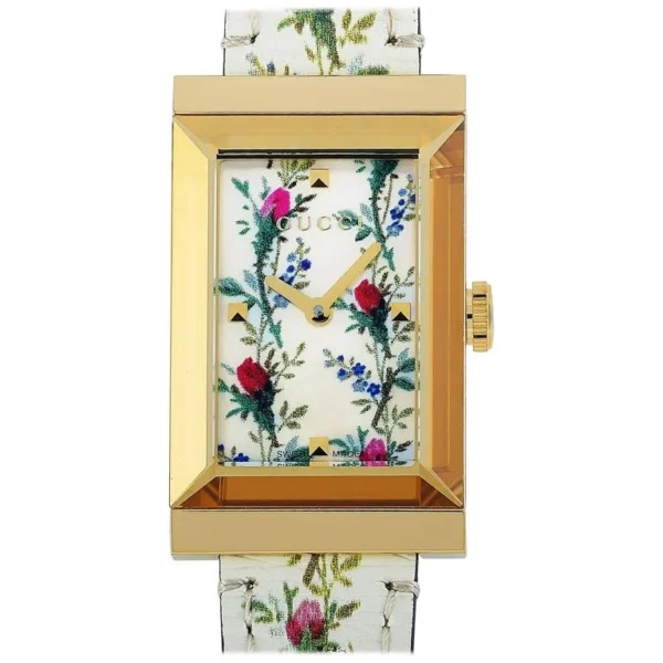 9436012_master-841139_5b9188ae-f472-46d8-ab09-56da190a4c5d Gucci G-Frame Floral Mother of Pearl Dial White Leather Strap Watch For Women - YA147407
