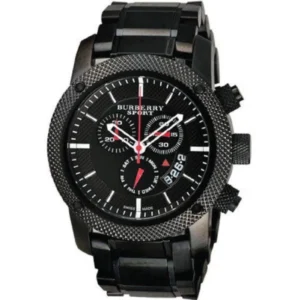 BU-7703-1 Burberry Sport Chronograph Black Dial Black Steel Strap Watch for Men - BU7703