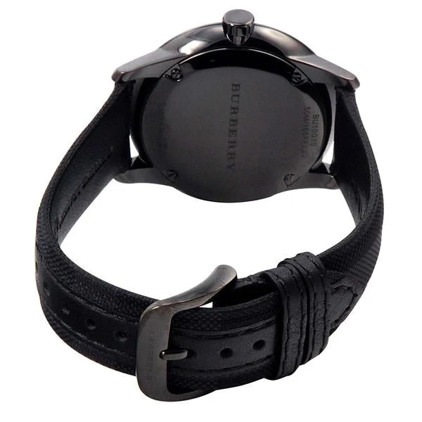 BU10010_2-780274 Burberry The Classic Round Horseferry Black Dial Black Leather Strap Watch for Men - BU10010