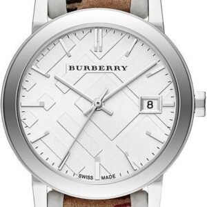 BU9136-643618_66f80338-5cef-4167-b7e2-25073d811a87 Burberry The City Silver Dial Brown Leather Strap Watch for Women - BU9136