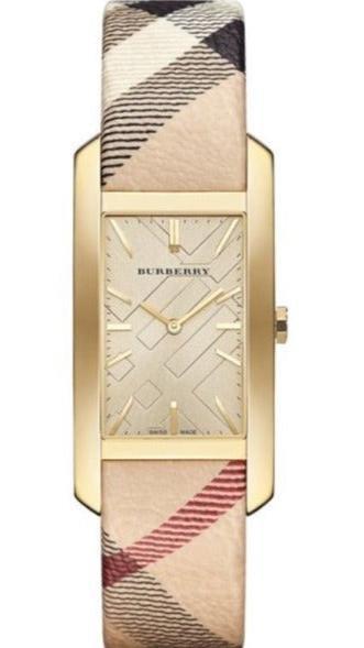BU9407-1-960157 Burberry Pioneer Champagne Dial Haymarket Beige Leather Strap Watch for Women - BU9407