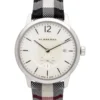 Burberry The Classic Horseferry Silver Dial Black Leather Strap Watch for Men - BU10002