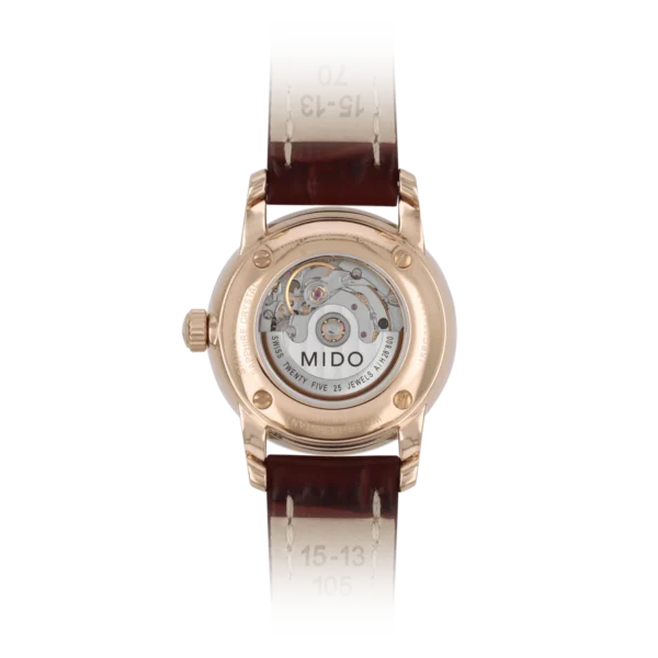 Mido Baroncelli III Automatic White Dial Brown Leather Strap Watch For Women - M7600.3.26.8