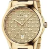 Gucci G Timeless Gold Dial Gold Steel Strap Unisex Watch - YA126461
