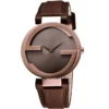 CA410E2A7E-SP-6052133-850025 Gucci G Interlocking Brown Dial Brown Leather Strap Watch For Women - YA133504