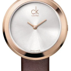 Calvin Klein Firm White Dial Brown Leather Strap Watch for Women - K3N236G6