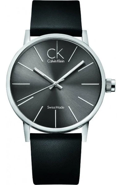 CALVIN_KLEIN_Post_Minimal_K7621107 Calvin Klein Minimal Black Dial Black Leather Strap Watch for Men - K7621107