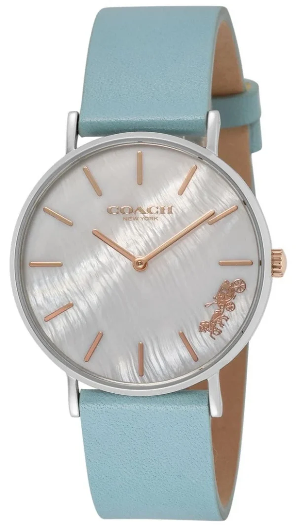 CO078DW00666_1_l Coach Perry Mother of Pearl White Dial Blue Leather Strap Watch for Women - 14503271